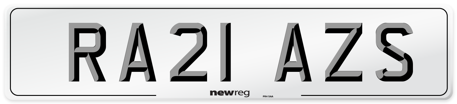 RA21 AZS Number Plate from New Reg
